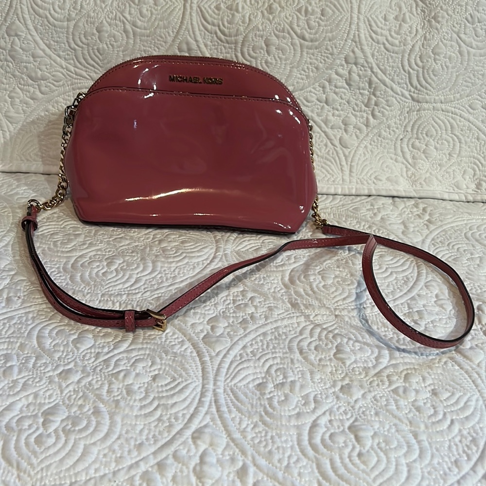 Michael Kors patent pink crossbody‎ shoulder bag